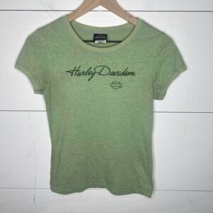 Harley Davidson • Biloxi, Mississippi Coast Sage Green Crew Neck T-Shirt Large